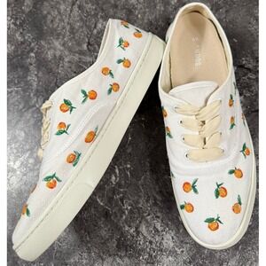 Soludos Ivory and Orange Fruit Embroidered Sneakers Size 11‎
